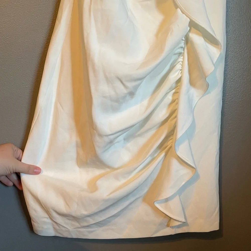 NWT Guess Sz 10 Women’s White Ruffle Strappy Mini Bodycon Lined Dress Ret $128! - Picture 5 of 13